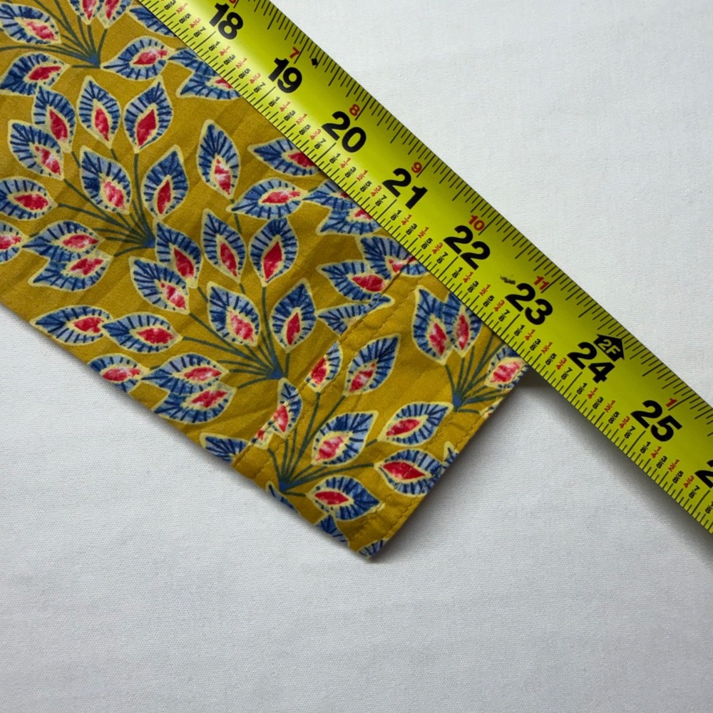 J McLaughlin XS Mustard Floral Print Cotton Shirt Preppy Palm Beach Coastal - Picture 8 of 9